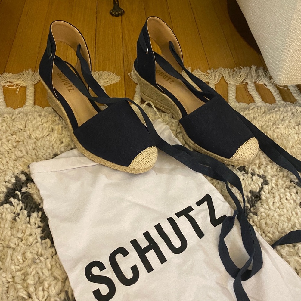 Schutz Espadrille Wrap Wedges